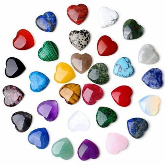 30-Piece Natural Agate Crystal Hearts for DIY Decor