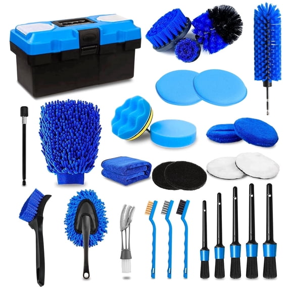 30Pcs  Car Detailing Kit, Car Detailing Brush Set, Car Wash Cleaning Kit,Storage Box Set,Car Windshield Cleaning Tool,Car Wash Brush kit for Interior Exterior Wheels