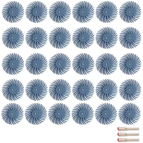 30-Piece Radial Bristle Disc Kit, 1" Detail Abrasive Brush with 2.35mm Shank, 400 Grit Polishing Wheels for Rotary Tools, Ideal for Jewelry, Wood Carving, and Metal Finishing
