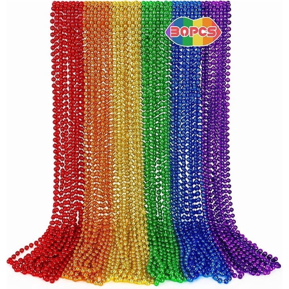 30 Piece Rainbow Bead Pride Necklaces LGBTQ Party Favors