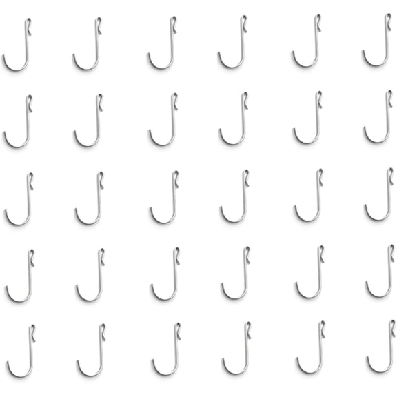 30 Piece Rust Resistant J Shaped Stainless Steel Hooks No Drill Installation for Wire Racks Shelves Sink Grids Cabinets Multi Purpose Clip On Hangers Kitchen Bedroom Office Bathroom Storage