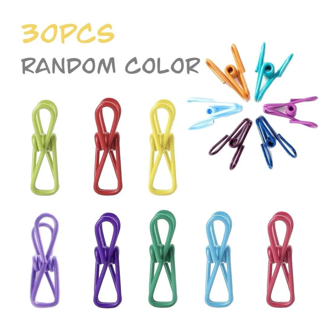 30 - Piece Set of Colorful Mini Elastic Clips: Ideal for Office Paper Organization, Home Decor & Crafting, with High - Elasticity Rubber - Coated Small Clamps
