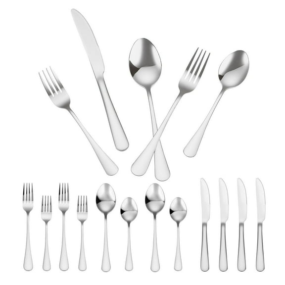 30-Piece Silverware Set Stainless Steel Flatware Cutlery Service for 6 with Dinner Forks, Spoons, Knives, Dessert Forks and Spoons, Dishwasher Safe, Modern Design Utensil Set for Home Kitchen Dining