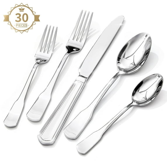 30-Piece Silverware Set, Stainless Steel Flatware Set for 6, Tableware Cutlery Set, Utensil Sets for Home Restaurant, Mirror Finish, Dishwasher Safe