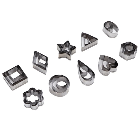 30-Piece Stainless Steel Geometric Cookie Cutters with Storage Box