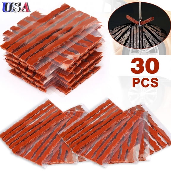 30 Piece Tire Plug Kit for Cars Trucks UTVs ATVs, High Stick Rubber, 8 Inch Long, 1/4 Inch Diameter, 1 Pack