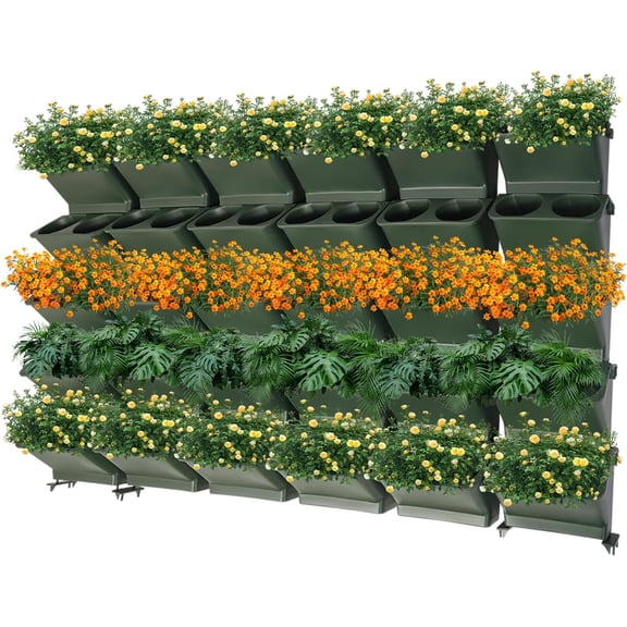 30-Piece Vertical Wall-Mount PP Planter Indoor Outdoor Green Wall Garden Planter Kit Garden Self Watering Planter Plant Flower Pot Holder for Balcony