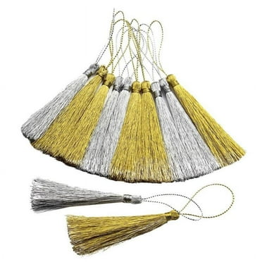 30 Pieces 13cm Silky Handmade Soft Craft Mini Tassels with Loops for Jewelry Making, DIY Projects, Bookmarks, Keys, Curtains Gold