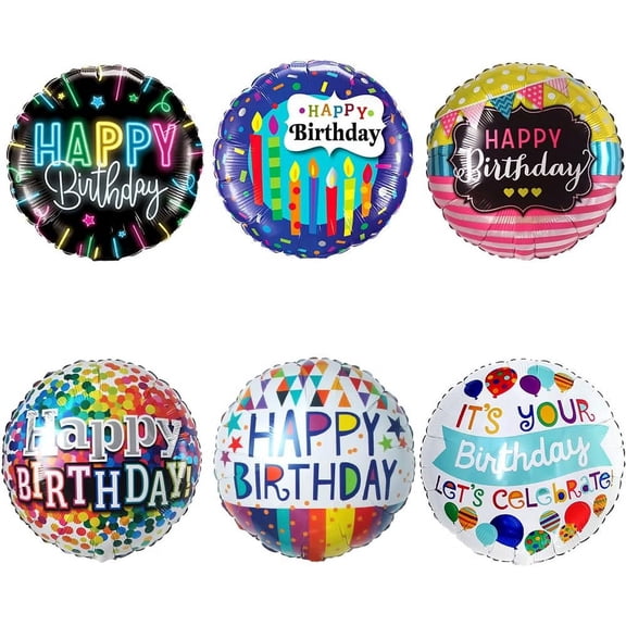 30 Pieces 18 Inch Happy Birthday Floating Foil Balloons Round Shape Foil Mylar Balloons Color Balloon for Birthday Party Decoration