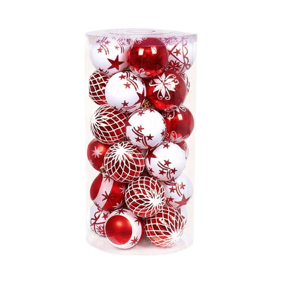 30 Pieces 2.36 Inch Red Green White Shatterproof Christmas Ornaments Set for Tree Decoration and Holiday Party Festive Adornments