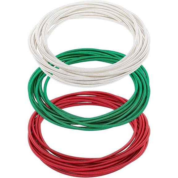 30 Pieces 3 Colours Guitar String Bracelet Set 1.5mm Metal Simple Christmas Colours Stackable Stretch Bracelet