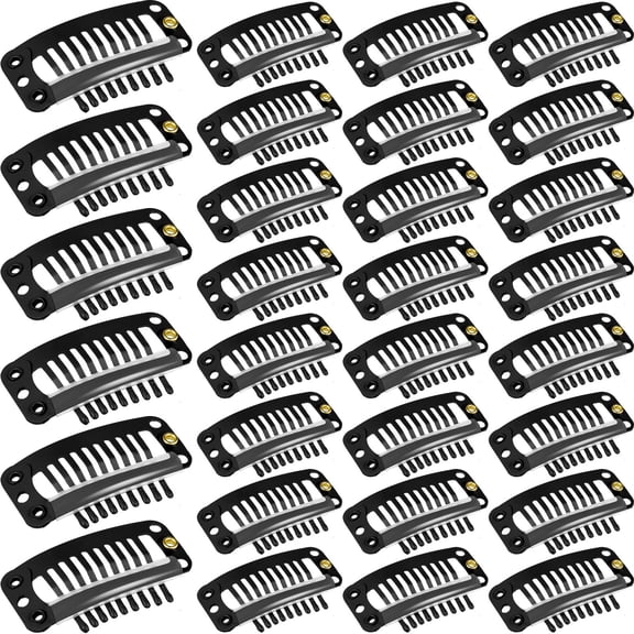 30 Pieces 32 mm 9-teeth Hair Extension Clips Hair Extension Wigs Snap Clips Comb Small Snap Wig Accessories for Women DIY(Light Brown)