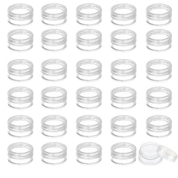 30 Pieces 3g Empty Clear Plastic Sample Containers with Lids Cosmetic Jars (Clear 3g)