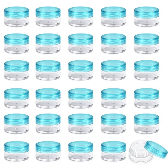 30 Pieces 3g Empty Clear Plastic Sample Containers with Lids Cosmetic Jars (Clear Green 3g)