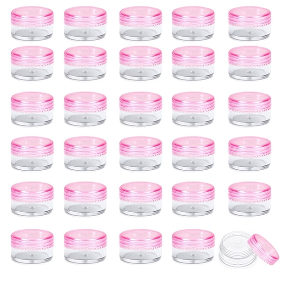 30 Pieces 3g Empty Clear Plastic Sample Containers with Lids Cosmetic Jars