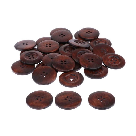 30 Pieces 4 Holes Flat Wooden Button Sewing Clothes Accessories -