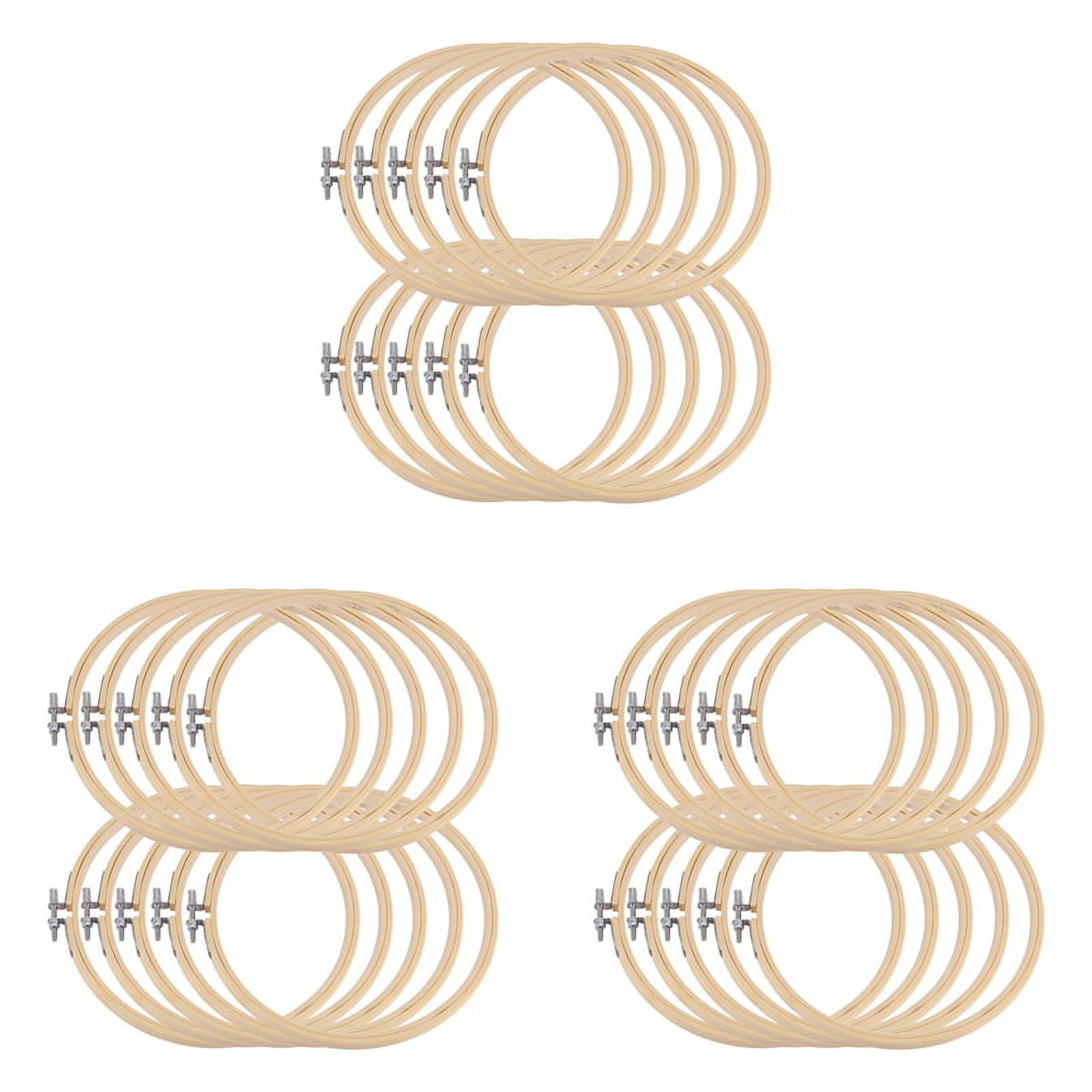 8 Pieces 7 Inch Embroidery Hoops Wooden Round Adjustable Bamboo