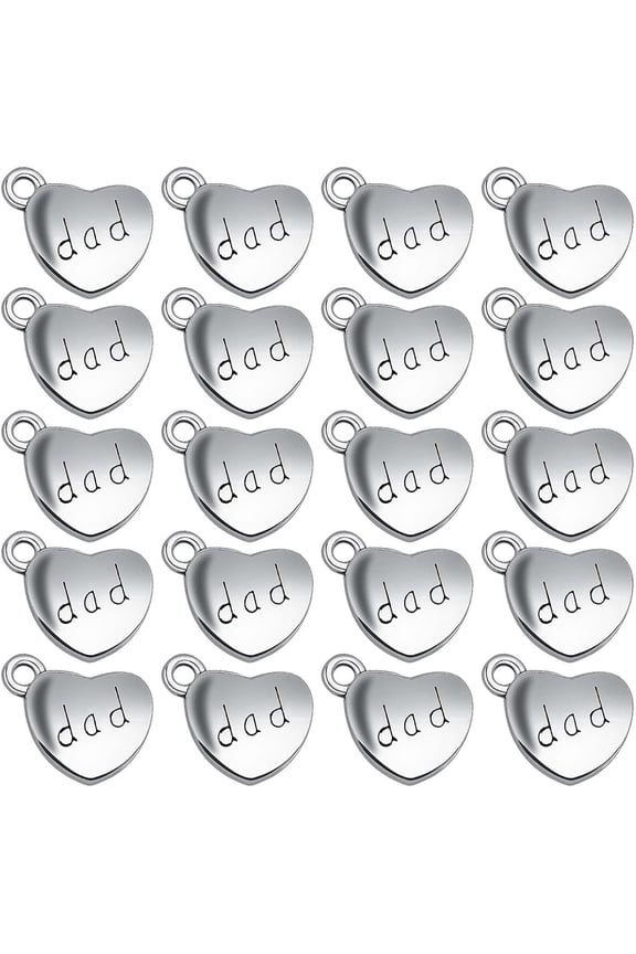 30 Pieces Antique Silver Heart Shaped Charms Alloy Love Heart Dangle for DIY Jewelry Making Father?s Day Birthday Christmas Gifts