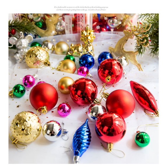 30 Pieces of Assorted Christmas Ball Ornaments Shatterproof Seasonal Decorative Hanging Baubles Set with Reusable Hand-held Gift Package for Holiday Xmas Tree Decorations, Colorful