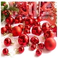 thumbnail image 1 of 30 Pieces of Assorted Christmas Ball Ornaments Shatterproof Seasonal Decorative Hanging Baubles Set with Reusable Hand-held Gift Package for Holiday Xmas Tree Decorations, Red, 1 of 6