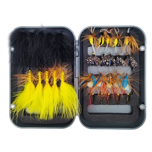 30 Pieces Assorted Fly Fishing Flies Kit with Waterproof Fly Box Dry Wet Nymph Streamer Trout Bass Lures