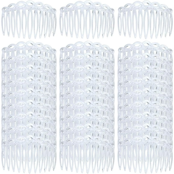 30 Pieces Clear White French Twist Water Wave Plastic Hair Side Combs Slides with 11 Teeth, Wedding Brides Veil Combs Hair Accessories for Women Girls