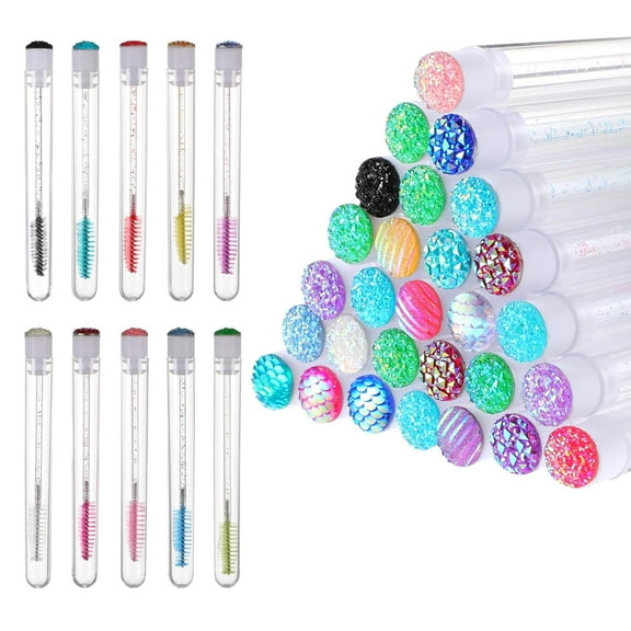 30 Pieces Disposable Mascara Wands Tubes Set Diamond Mascara Brushes Eyelash Spoolies with Tubes Lash Wands Tube Brushes Eyelash Brush Makeup Tool Eyelash Extension Eyebrow Applicator Supplies