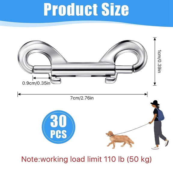 30 Pieces Double Ended Bolt Snaps Hooks, 2.7 Inch Heavy Zinc Alloy Trigger Clips Metal Chain Clips Key Holder
