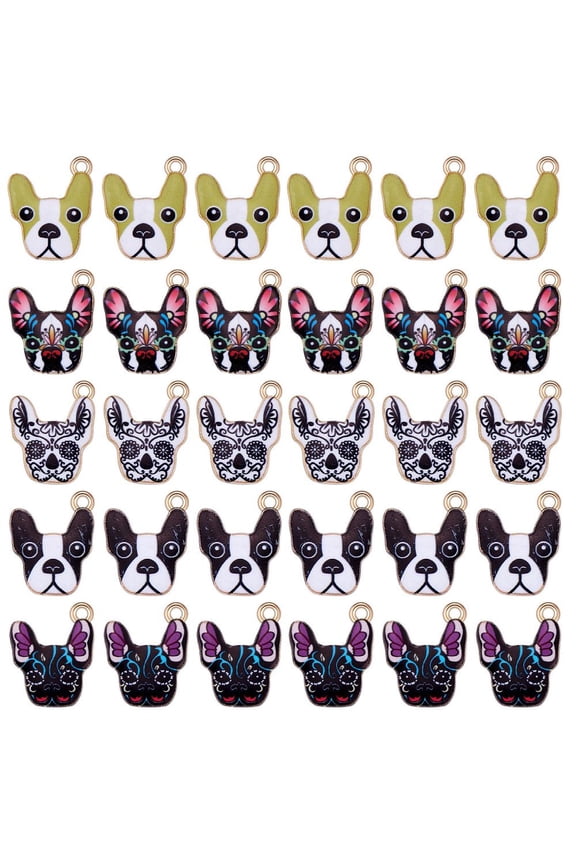 30 Pieces Enamel Dog Charm Pendant Alloy Enamel Pendant Cute Animal Charm Mixed Color Jewelry Necklace Earring Making Crafts