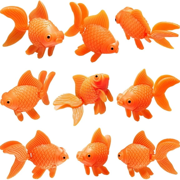 30 Pieces Fake Goldfish Plastic Floating Artificial Aquarium Fish Realistic Moving Orange Goldfish Ornament Decorations for Aquarium Tank