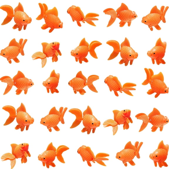 30 Pieces Fake Goldfish Plastic Floating Artificial Aquarium Fish Realistic Moving Orange Goldfish Ornament Decorations for Aquarium Tank