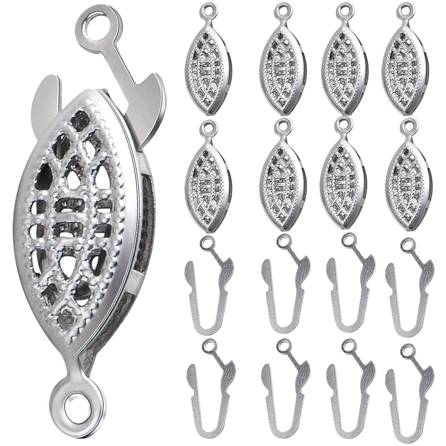 filigree oval fish hook 30 Pieces Box Necklace Clasps Stainless Steel Clasp Jewelry Slide Clasps Bracelet Connectors for DIY Jewelry Making Birthday Party Gift 14K Gold Filled Oval Filigree
