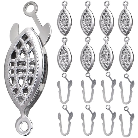 30 Pieces Filigree Box Necklace Clasps Stainless Steel Oval Fish Hook Clasp Jewelry Slide  for DIY Jewelry Making Birthday Party Gift