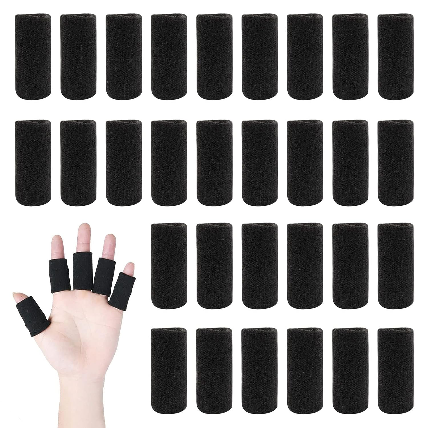 30 Pieces Finger Splint Protectors Thumb Splint Brace Support, Breathable Elastic Trigger Finger Compression Sleeves Support for Pain Arthritis Aids, exercising, typing, Sporting