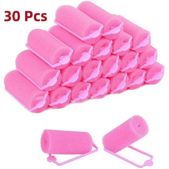 30 Pieces Foam Sponge Hair Rollers, Soft Sleeping Hair Curler Flexible Hair Styling Sponge Curler, for Hair Styling (0.98 inch/ 2.5 cm, Pinkļ¼