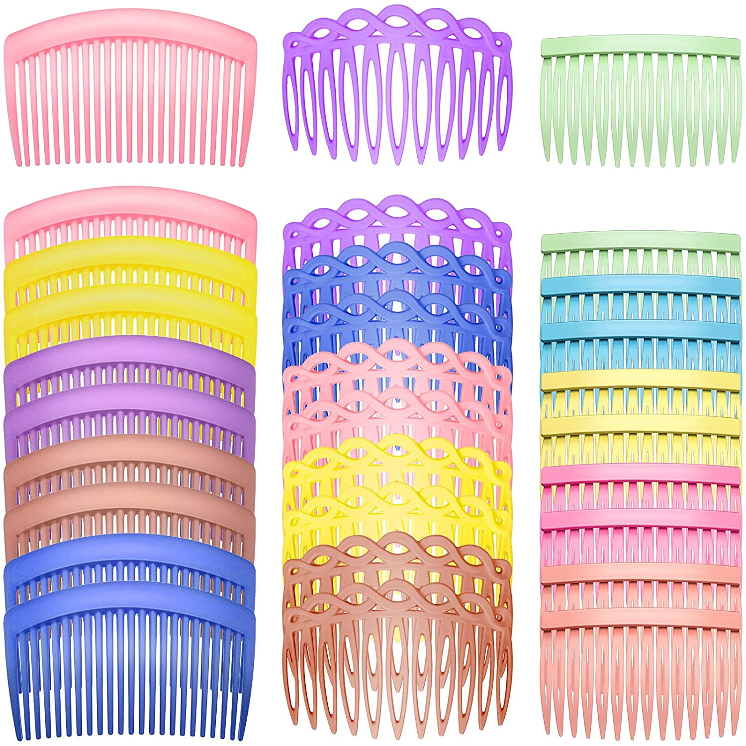 30 Pieces French Hair Side Combs Set Colorful Hair Clip Combs Plastic Twist Comb Accessories for