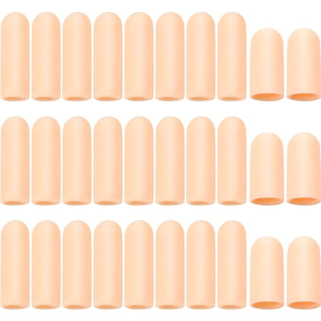 30 Pieces Gel Finger Protector Finger Cots Silicone Finger Cover Cap Gel Finger Sleeves Finger Support for Finger Cracking, Finger Trigger (Apricot)