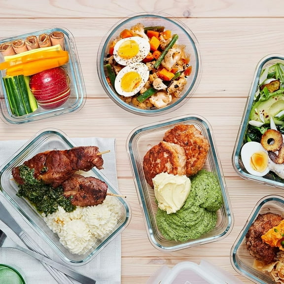30 Pieces Glass Food Storage Containers with Snap Locking Lids,Glass Meal Prep Containers Set - Airtight Lunch Containers, Microwave, Oven, Freezer and Dishwasher