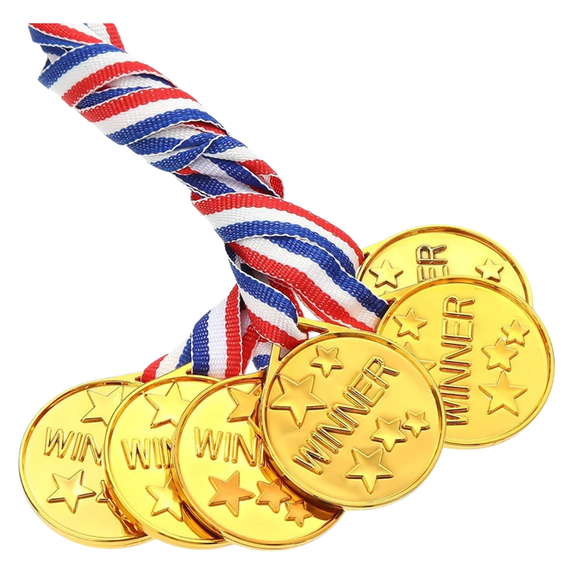 30 Pieces Gold Plastic Winner Award Medals with Ribbon Necklaces for Sports Games Competition Students Rewards Talent Show Parties Party Favors or Decor