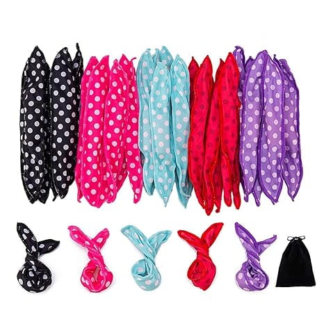 30 Pieces Hair Curler Rollers DIY Night Sleep Foam Hair Styling Tools Flexible Soft Sponge Pillow Curlers Rollers With Storage Bag (5 Colors)