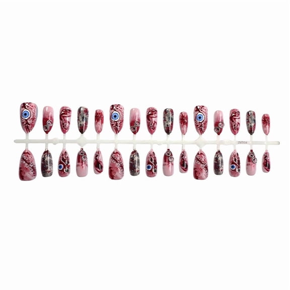 30 Pieces Halloween Wearable Nail Art - Almond Shape with 3D Blood Stain and Eyeball, High - Quality Nail Art Stickers for Cross - Border Sales