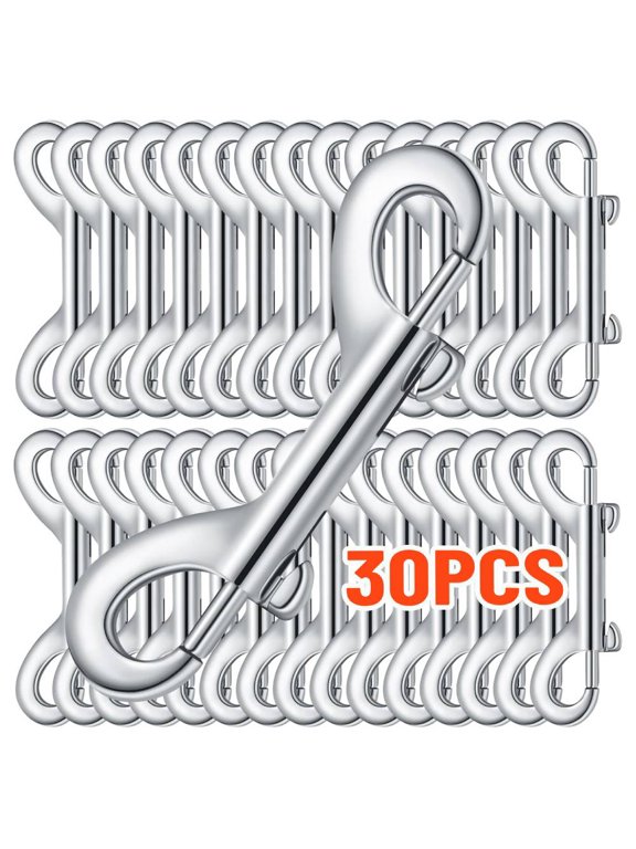 30 Pieces Heavy Duty Double Snap Clips, 3.5 Inch Double Ended Bolt Snaps Hooks Zinc Alloy Double Trigger Chain Metal Clips Key Holder for Linking Key Chain Linking Pet Dog Leash Collar Sling (Silver)
