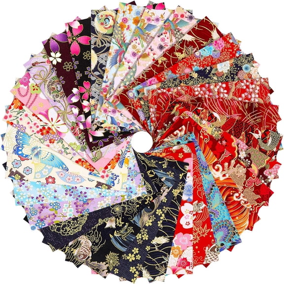 30 Pieces Japanese Style Fabric Squares Fat Quarters Cotton Wrapping Cloth Quilting Fabric Bundles for DIY Patchwork Sewing
