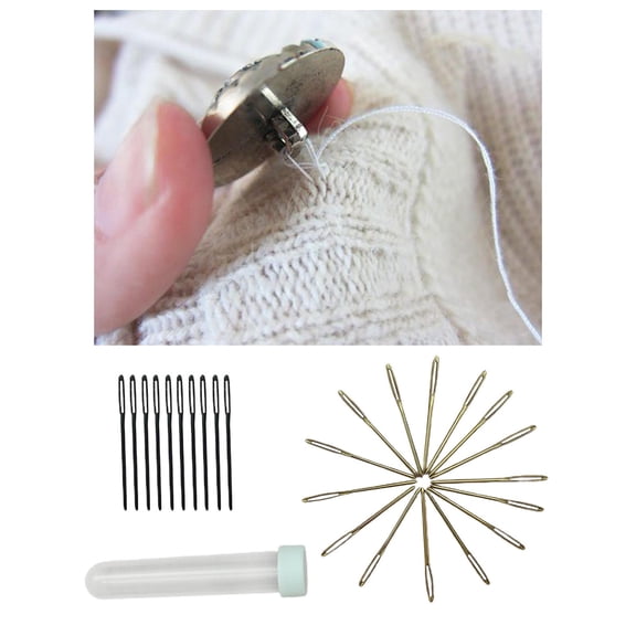 30 Pieces Large Eyelet Blunt Large Eyelet Sewing with Storage Box Tapestry Thread Hand Sewing for Sewing Knitted Fabric Golden