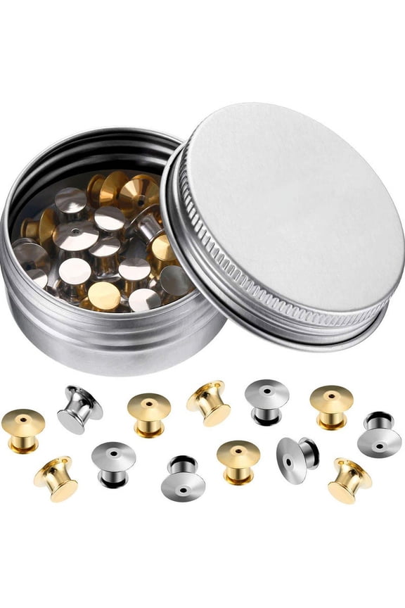 30 Pieces Metal Pin Backs Locking Pin Keepers Locking Clasp-Locking Pin Keeper Clasp, Metal Pin Backing for Brooch Enamel Lapel
