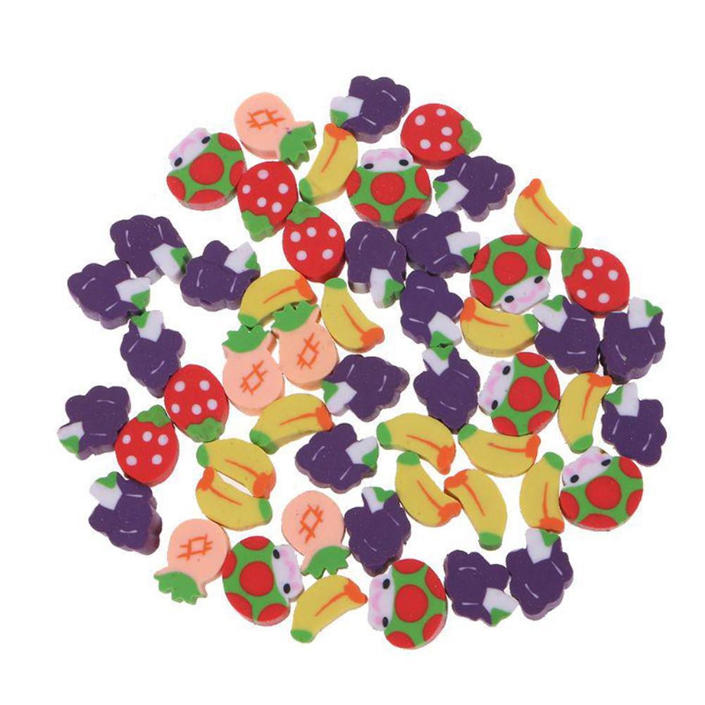 KITPIPI Animal Fruit Pencil Novelty Erasers, Multicolor, 30 Count