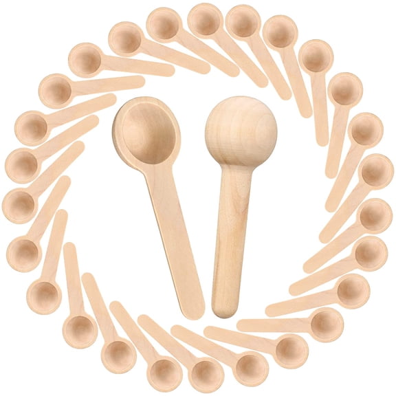 30 Pieces Mini Wooden Spoons Bulk 3 Inch Small Condiment Spoons Tiny Jars Coffee Honey Tea Sugar Bath Salt