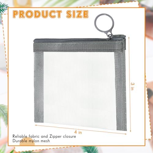 30 Pieces Mini Zipper Mesh Bags Nylon Small Zipper Pouch Mini Pouch