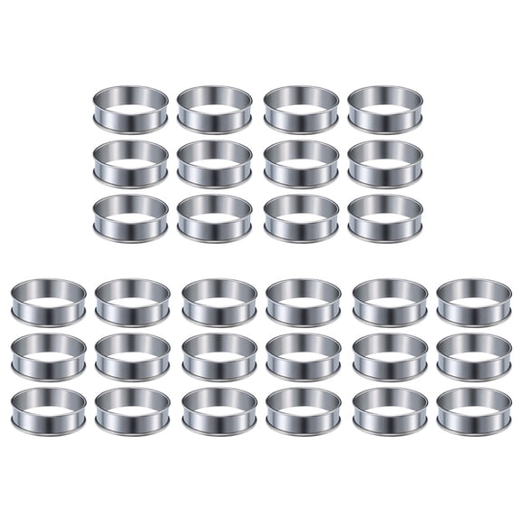 30 Pieces Muffin Tart Rings Double Rolled Tart Ring Stainless Steel Muffin Rings Metal Round Ring Mold for Food Making