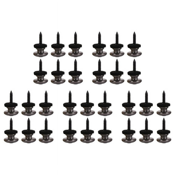 30 Pieces Mushrooms Guitar Strap Buttons Strap Locks Chrome (Black),30 x Strap Locks,black